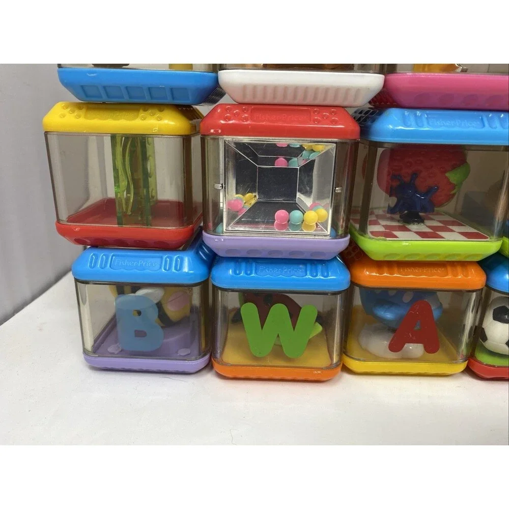Fisher Price Peek A Boo Building Blocks Animals Sensory Play Toy Set Lot 27